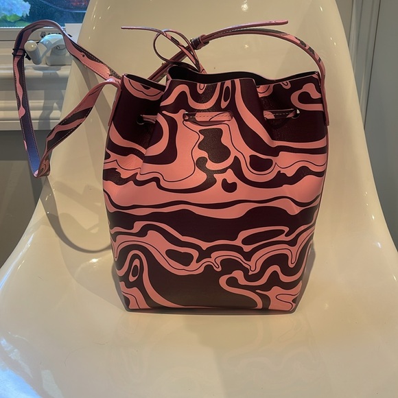 SOLD!!!!!  MANSUR GAVRIEL MINI LEATHER BUCKET BAG IN FLAMINGO PLUM - Picture 5 of 11